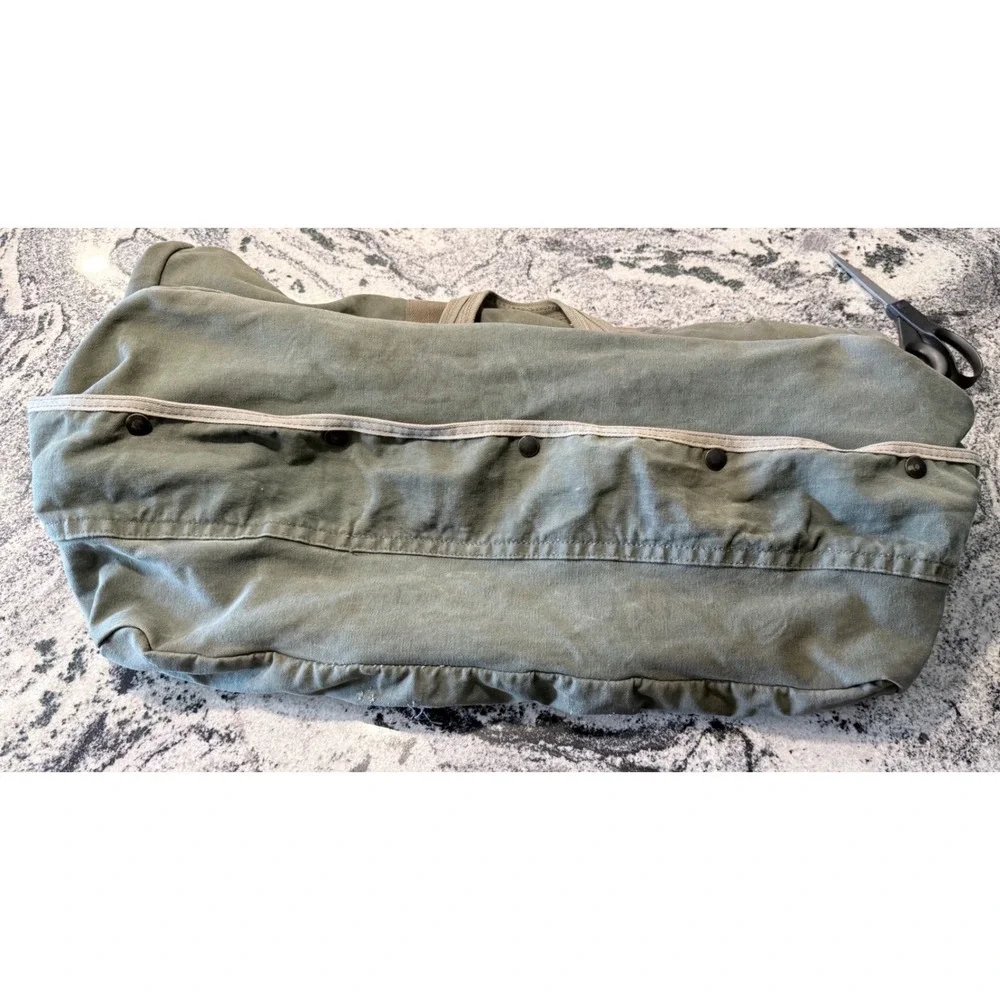 Vintage Military Canvas Flyers Kit Bag Olive Drab Green Duffle Travel Bag